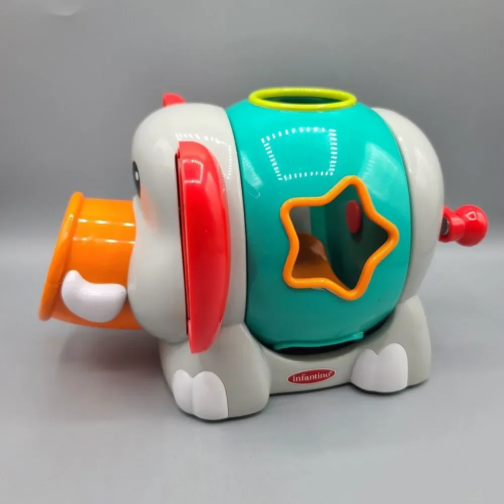 Infantino Elephant Shape Sorter Revolving Center Complete 5 Shapes